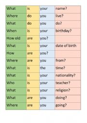 Questions - word sequence