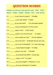 English Worksheet: wh questions