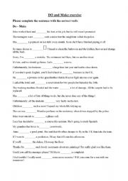 English Worksheet: Complete with DO or MAKE