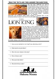 English Worksheet: Lion King