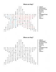 English Worksheet: WORD SEARCH OF PLACES