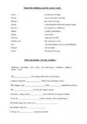 English Worksheet: MUSIC VOCABULARY