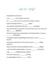 English Worksheet: ED and ING adjectives practice