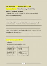 English Worksheet:  Mandela :South Africa �s debt to the great South African