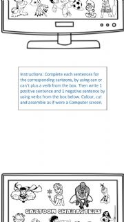 English Worksheet: Can or can�t with cartoons