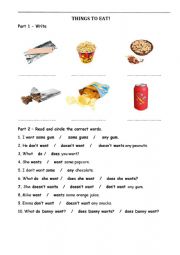 Things to eat worksheet