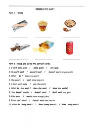 English Worksheet: Things to eat worksheet