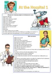 English Worksheet: At the hospital useful phrases