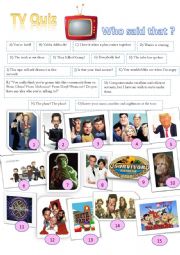 English Worksheet: TV quiz : Who said that ? + Keys