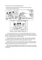 English Worksheet: PICTURE BASED STORY: A KIND ACT