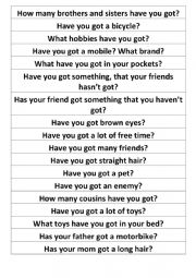 English Worksheet: Have got, speaking stripes