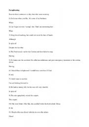 English Worksheet: Paraphrasing