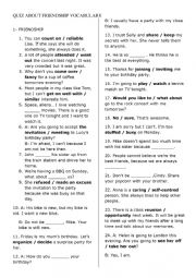 Friendship vocabulary worksheet