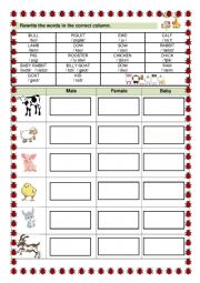 English Worksheet: Farm animals and babies