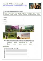 English Worksheet: Jumanji: weaknesses and strenghts