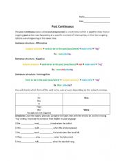 English Worksheet: Past Continuous Notes