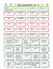 Occupations #2 plus answer sheet
