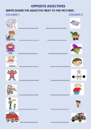 English Worksheet: OPPOSITE ADJECTIVES