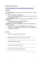 English Worksheet: Dress code
