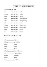 English Worksheet: Verb TO BE ex.