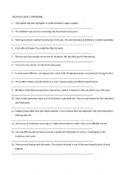 English Worksheet: Relative Clauses rephraising