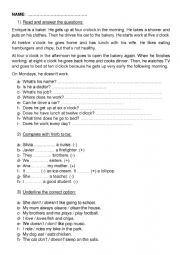 English Worksheet: Simple Present , professions, likes, dislikes, feelings