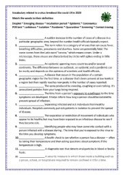 Vocabulary related to a virus breakout like covid-19 in 2020