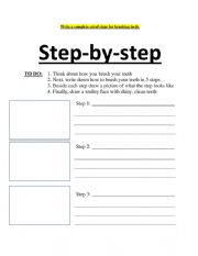 English Worksheet: Brushing Teeth Steps