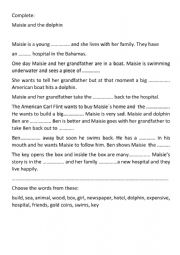 English Worksheet: Maisie and the Dolphin