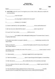 English Worksheet: Who, Whom, Whose Quiz