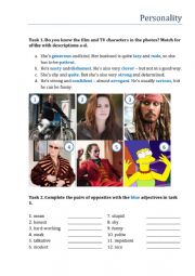 English Worksheet: Describing characters