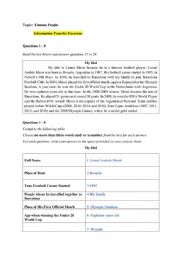 English Worksheet: INFORMATION TRANSFER PRACTICE: FAMOUS PEOPLE