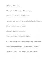 English worksheet: Find the mistakes