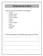 English Worksheet: Things You Use at Work (office)