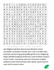 WORDSEARCH: ANIMALS (JUNGLE)