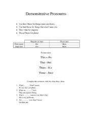 English Worksheet: Demonstrative Pronouns