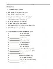 English Worksheet: WH-Questions 