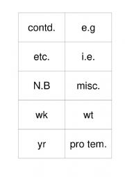 English Worksheet: abbreviations