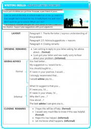 English Worksheet: writing skills advice letter 