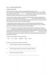 English Worksheet: EXTREME SPORTS READING PASSAGE