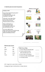 English Worksheet: Park : poem for kids