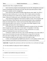 English Worksheet: Reading comprehension