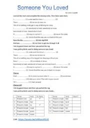 English Worksheet: SongWS_SomeoneYouLoved by L. Capaldi