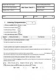 English Worksheet: 4th Form - Experimental Sciences - Mid-Term Test n 1