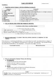 English Worksheet: humour ( vocabulary)