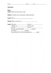 English Worksheet: Train directions dialogue