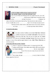 English Worksheet: REMEDIAL WORK/8TH GRADE/1ST TRIMESTER