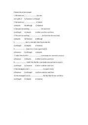 English Worksheet: DESPITE        IN SPITE OF     HOWEVER