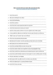 ROSA PARKS WORKSHEET + LINK TO THE VIDEO