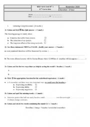 English Worksheet: 4th form exam